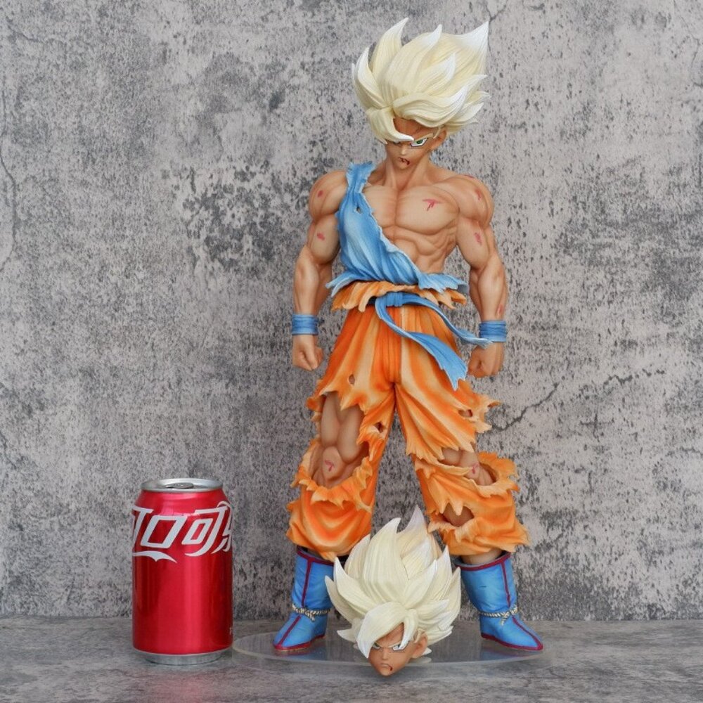 44 cm NEW Dragon Ball Z Son Goku Anime Figures Super Saiyan Goku Statue 2 Head